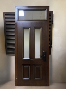 Дверь МДФ с электронным замком и стеклом