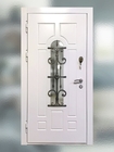 Белая дверь МДФ со стеклопакетом и решеткой