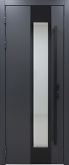 Термодверь с остеклением, бугельной ручкой и отделкой МДФ графит