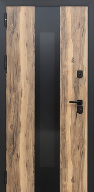 Термодверь с комбинированными плитами МДФ со шпоном и стеклопакетом