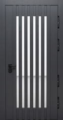 Термодверь с остеклением, реечным оформлением и панелями МДФ графит