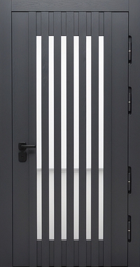Термодверь с остеклением, реечным оформлением и панелями МДФ графит