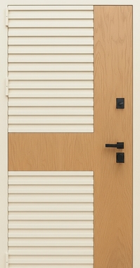 Дверь с металлорейками, вставками МДФ и полимерной покраской RAL