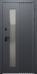Термодверь с металлорейками, стеклом и полимерной покраской цвета графит