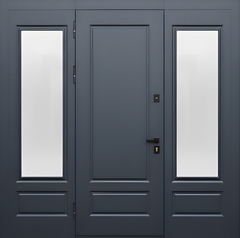 Входная группа с остеклением, терморазрывом и темно-серыми панелями МДФ RAL