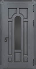 Термодверь со стеклом и отделкой из филенчатых панелей МДФ графит