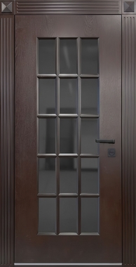 Термодверь с большим стеклом, скрытыми петлями и панелями МДФ со шпоном