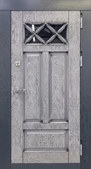 Термодверь с двухцветными панелями МДФ со шпоном и остеклением