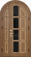 Арочная полуторная термодверь с остеклением и панелями МДФ