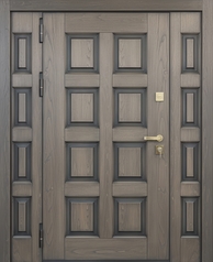 Термодверь с боковыми вставками и отделкой МДФ со шпоном и филенкой