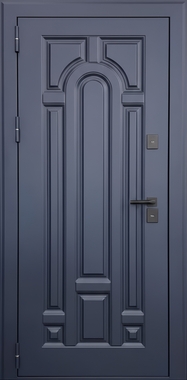 Термодверь со штампованным рисунком и серым полимерным покрытием