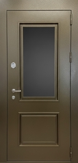 Термодверь с остеклением, металлофиленкой и порошковым окрашиванием антик бронза