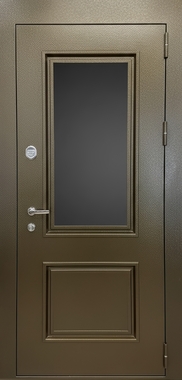 Термодверь с остеклением, металлофиленкой и порошковым окрашиванием антик бронза
