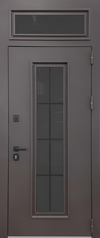 Термодверь с фрамугой, остеклением и коричневым порошковым окрашиванием