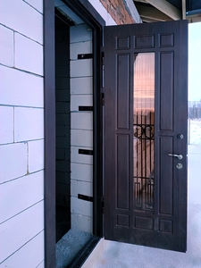 Внутренняя сторона двери с ковкой и стеклом
